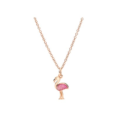 Charm Dodo Nature flamant rose en or rose et email